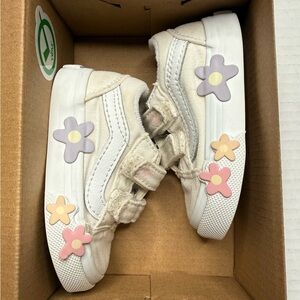 Toddler Vans - Old Skool V Flower | Star White & Foral | Size 3 🌼